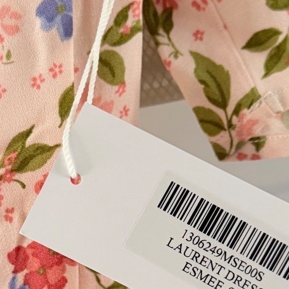 NWT S Reformation Laurent Wrap Mini Dress Esmee Floral Pink Blue Short Sleeve - Picture 3 of 5